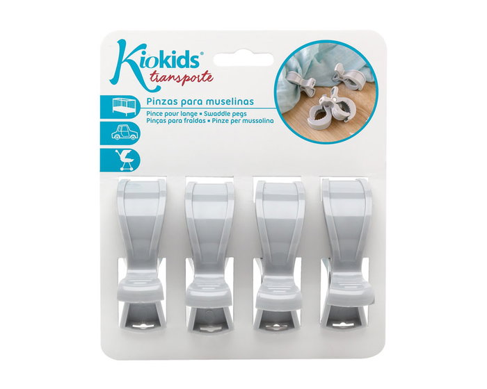 KioKids Pinzas para Muselinas Gris X4