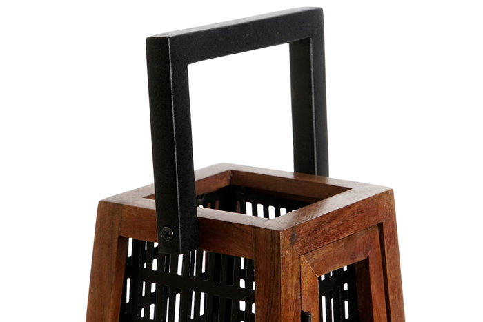 DKD Home Decor Portavelas de Mango y Metal Negro y Natural 15x15x26 cm