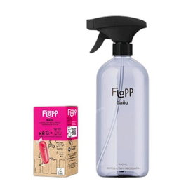 FLOPP Eco Baños Botella Dispensador de Jabón Líquido para Baño 500 ml con Recambio Refill