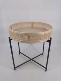 DKD Home Decor Macetero de Ratán y Metal Natural 43x43x46 cm