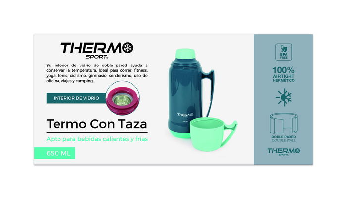 Thermosport Termo de Plástico con Taza 0.65 L (12 Unidades) Thermosport Termo de Plástico con Taza 0.65 L (12 Unidades)