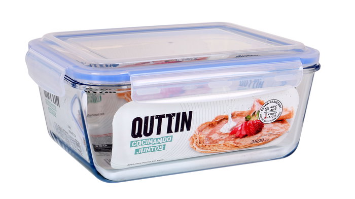 Quttin Fiambrera Rectangular Hermética 26 x 22 cm 3.5 L (3 Unidades)