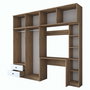 Hanah Home BA122 - 2697 Juego de Dormitorio Estudio Nogal y Blanco Tablero Partículas Melamina 240x216.8x42.5 cm
