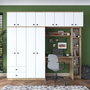 Hanah Home BA122 - 2697 Juego de Dormitorio Estudio Nogal y Blanco Tablero Partículas Melamina 240x216.8x42.5 cm