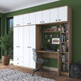 Hanah Home BA122 - 2697 Juego de Dormitorio Estudio Nogal y Blanco Tablero Partículas Melamina 240x216.8x42.5 cm