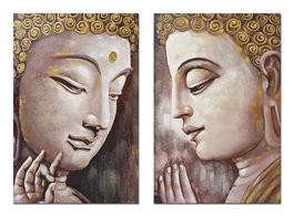DKD Home Decor Cuadro Lienzo MDF Buda Surtido de 2 Unidades (80x3x120 cm)