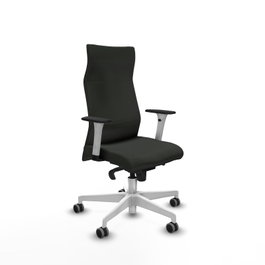 PIQUERAS Y CRESPO Sillón Albacete Negro con Mecanismo Sincro y Base Blanca