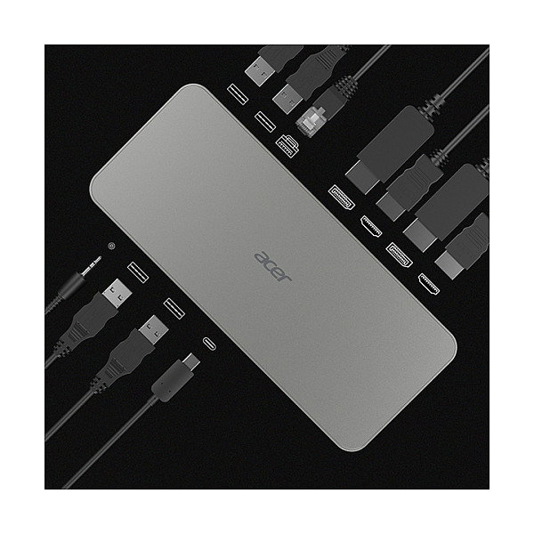Acer D501 Docking Station USB-C - 4K Ultra HD, HDMI 2.0, DisplayPort 1.4, Ethernet LAN 1000 Mbit/s, USB 3.2, Para Chromebook