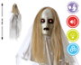 Atosa Fantasma Decorativo con Túnica Blanca y Cabello Rubio, 100 cm con Luz y Sonido
