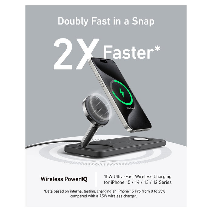 Anker MagGo Cargador Inalámbrico Magnético 15W PowerIQ Pad Negro