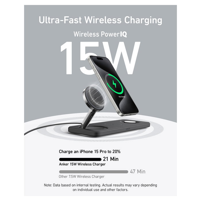 Anker MagGo Cargador Inalámbrico Magnético 15W PowerIQ Pad Negro