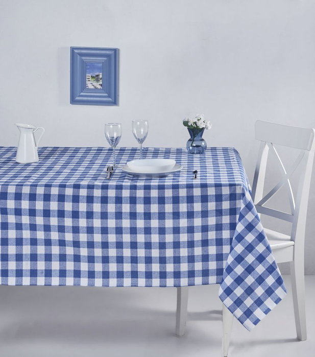 Hermia Kareli 160 Mantel Cuadros Azul 160 x 160 cm 85% Algodón 15% Poliéster
