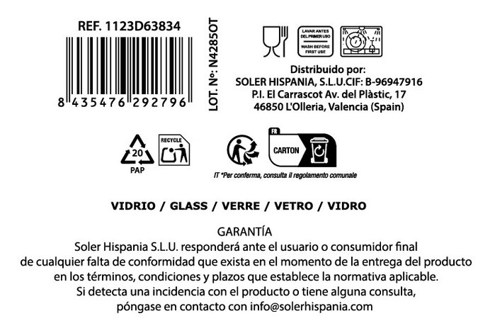 La Mediterranea Copa Coñac Bois 500ml (Pack de 32 Unidades)
