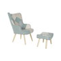 DKD Home Decor Set de 2 Sillones de Lino y Hevea Patchwork Verde Menta