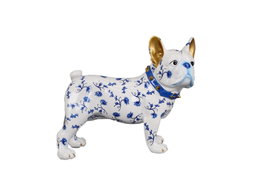 DKD Home Decor Figura de Bulldog en Resina Dorado y Azul