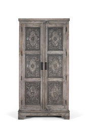 GINER Y COLOMER Armario Madera Mango Maciza Gris con Barra Colgador y 4 Baldas