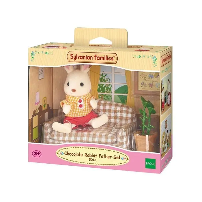 Sylvanian Families Papa Rabbit Chocolate Set de Salón con 1 Figura y 3 Accesorios