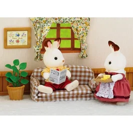 Sylvanian Families Papa Rabbit Chocolate Set de Salón con 1 Figura y 3 Accesorios