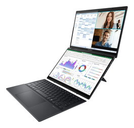ASUS Portátil ASUS Zenbook Duo OLED UX8406CA-QL336W con Intel Core Ultra 7 255H, 32GB RAM, 1TB SSD, 2 Pantallas OLED 14" WUXGA Táctiles, Windows 11 Home - Color Gris Inkwell