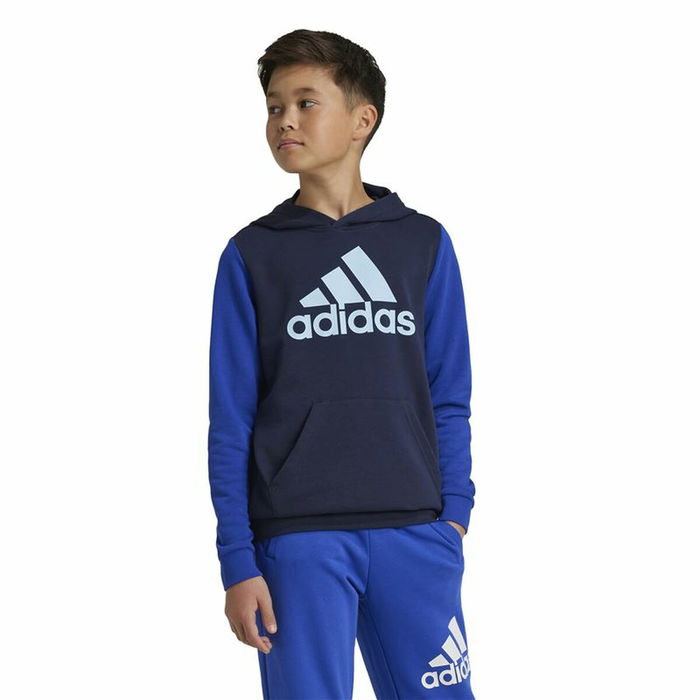 Sudadera con Capucha Niño Adidas Essentials Big Logo Colorblock Azul Sudadera con Capucha Niño Adidas Essentials Big Logo Colorblock Azul
