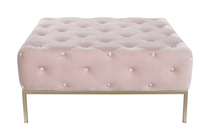 DKD Home Decor Puf Capitone Rosa y Dorado DKD Home Decor Puf Capitone Rosa y Dorado