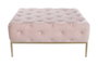 DKD Home Decor Puf Capitone Rosa y Dorado