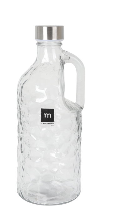 La Mediterranea Botella de Vidrio con Asa y Tapa de Metal 1.1L
