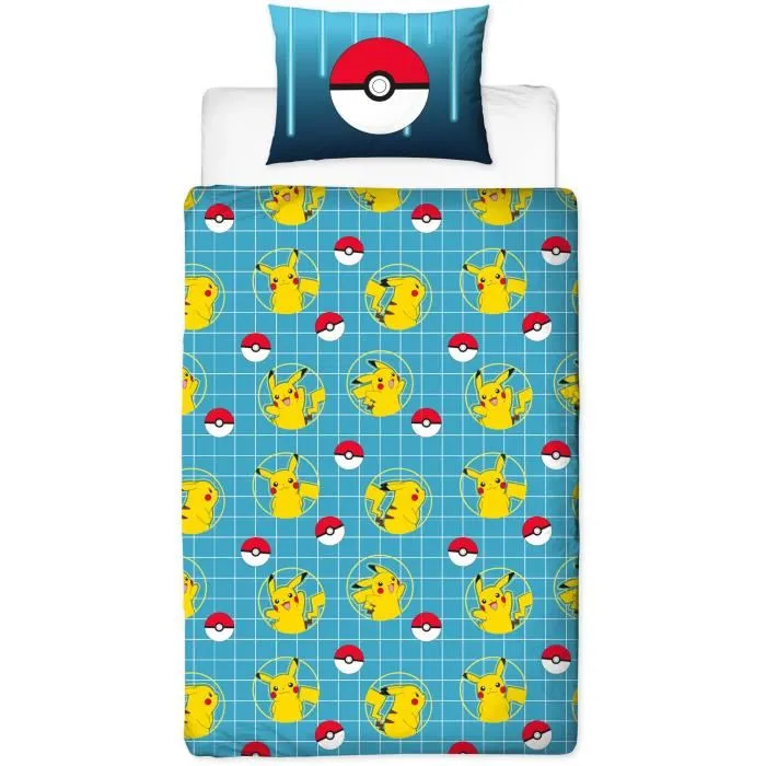 Pokemon Juego de Cama Reversible Pikachu Laser Microfibra 1 Funda Nórdica 140 x 200 cm + 1 Funda de Almohada 63 x 63 cm