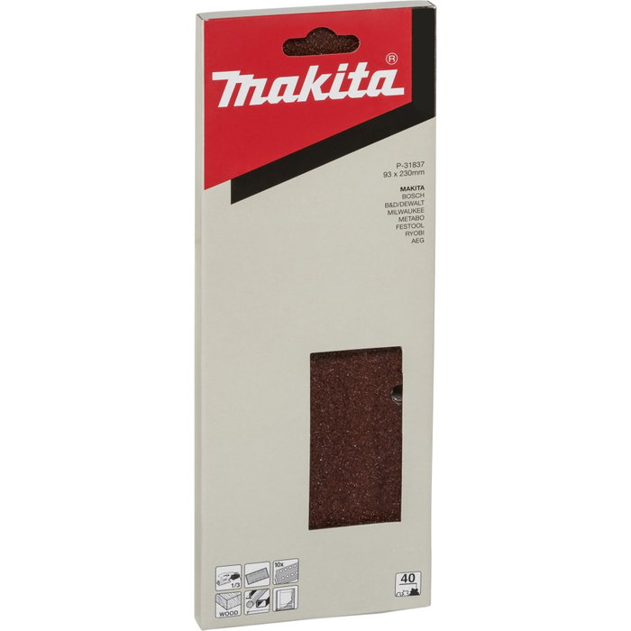 Makita Hojas de lija perforadas grano 40 de 93x230mm Makita Hojas de lija perforadas grano 40 de 93x230mm