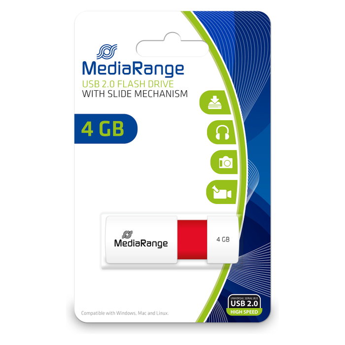 MediaRange MR970 USB flash drive 4 GB Rojo/Blanco MediaRange MR970 USB flash drive 4 GB Rojo/Blanco