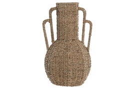 DKD Home Decor Jarrón Seagrass Metal Natural 27x27x46
