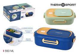 Thermosport Fiambrera Plástico-Acero Rectangular 550 Ml 22,2x13,9x8 Cm (6 Unidades)