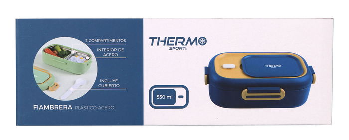 Thermosport Fiambrera Plástico-Acero Rectangular 550 Ml 22,2x13,9x8 Cm (6 Unidades)