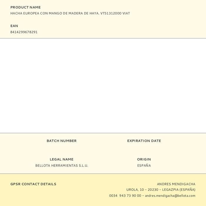 Viat Hacha europea vt51312000 Mango madera de haya para corte de leña y poda Viat Hacha europea vt51312000 Mango madera de haya para corte de leña y poda