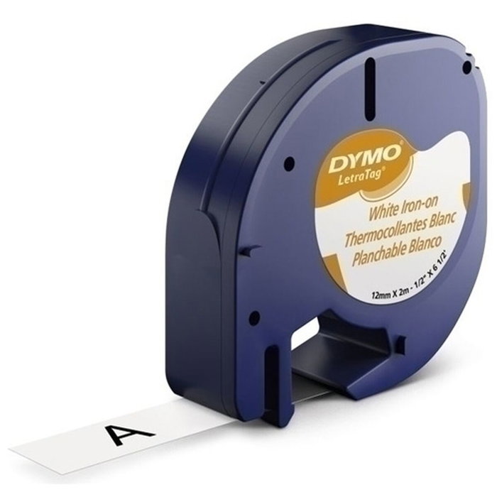 Cinta Laminada para Rotuladoras Dymo 18769 12 mm x 2 m Negro Blanco Textil (10 Unidades)