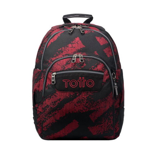 Totto Mochila Escolar Crayones MA04ECO029-2310N-5C5 Tiza Roja 20 Litros con Neceser y Bolsa para Calzado
