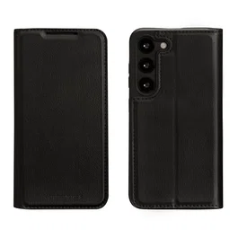 Dbramante1928 Funda Folio para Samsung Galaxy S23 (6.1") - Negro - Cuero Vegano con Soporte y Carga Inalámbrica