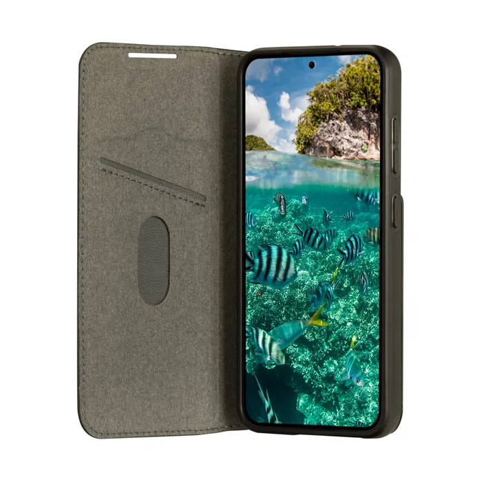 Dbramante1928 Funda Folio para Samsung Galaxy S23 (6.1") - Negro - Cuero Vegano con Soporte y Carga Inalámbrica