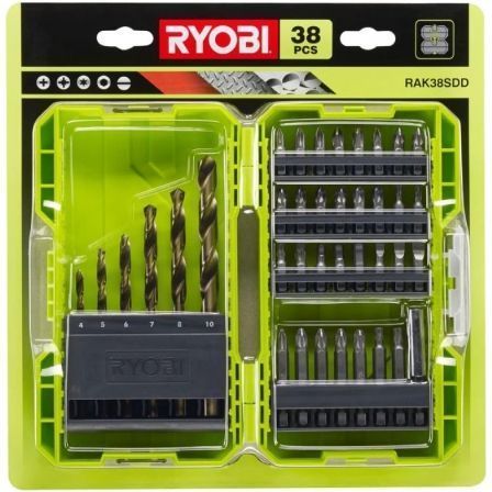 Estuche de 38 puntas para perforaciÓn y atornillar ryobi rak38sdd