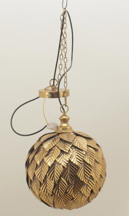 DKD Home Decor Lámpara de Techo de Metal con Hojas, Dorado