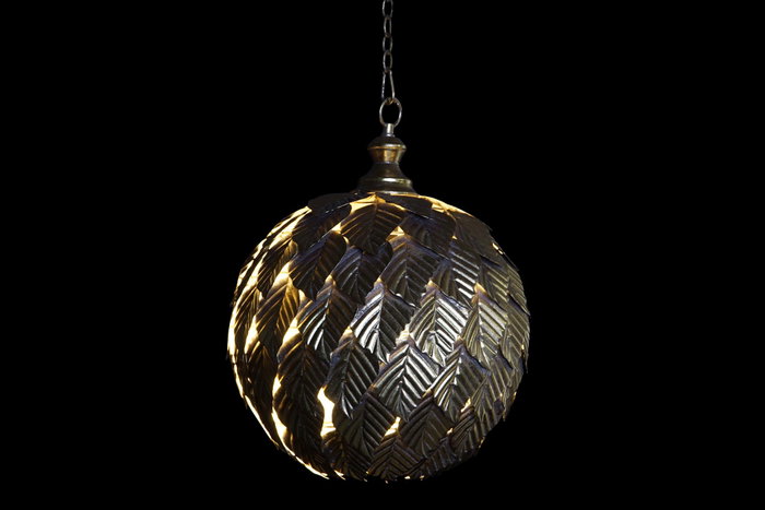 DKD Home Decor Lámpara de Techo de Metal con Hojas, Dorado