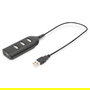 Digitus DN-1301 Hub USB 4 Puertos 2.0 a 4x A2.0 Cable Integrado Negro