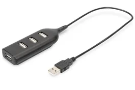 Digitus Hub USB 2.0 AB-50001-1 - Concentrador de 4 Puertos, 480 Mbps, Alimentación por Bus USB, Color Negro
