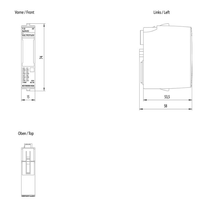 Siemens SIMATIC DP 6ES7136-6BA01-0CA0 Módulo electrónico para ET 200SP F-DI 8x 24VDC
