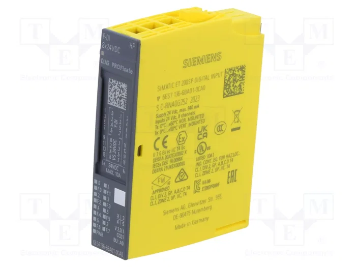 Siemens SIMATIC DP 6ES7136-6BA01-0CA0 Módulo electrónico para ET 200SP F-DI 8x 24VDC