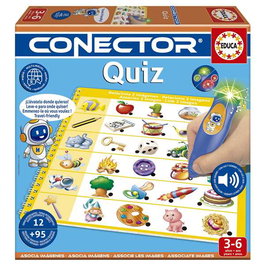 Educa Conector Quiz Juego Educativo con Bolígrafo con Luz y Sonido - 6 Láminas, 12 Temáticas - Idioma: Español, Francés, Inglés, Portugués