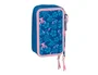 SAFTA Plumier Escolar Stitch Lilo Triple Cremallera, 3 Compartimentos con Cremallera, 37 Piezas, 195x125x55 mm
