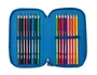 SAFTA Plumier Escolar Stitch Lilo Triple Cremallera, 3 Compartimentos con Cremallera, 37 Piezas, 195x125x55 mm