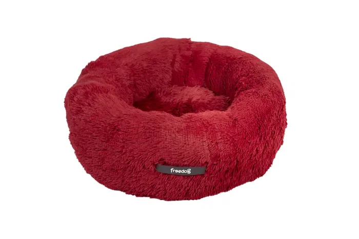 Freedog Cama Donut Rojo Con Asa 65x65 cm para Perros y Gatos