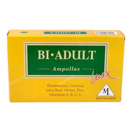 MONTALMAJOR - M.R.A. Bi Adult 20Amp. Suplemento Vigorizante Jalea Real Hierro Zinc Vitaminas Esfuerzo Físico Mental